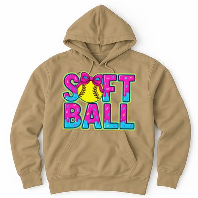 Softball Mama Drip Ice Cream Baseball Drip Game Day Hoodie