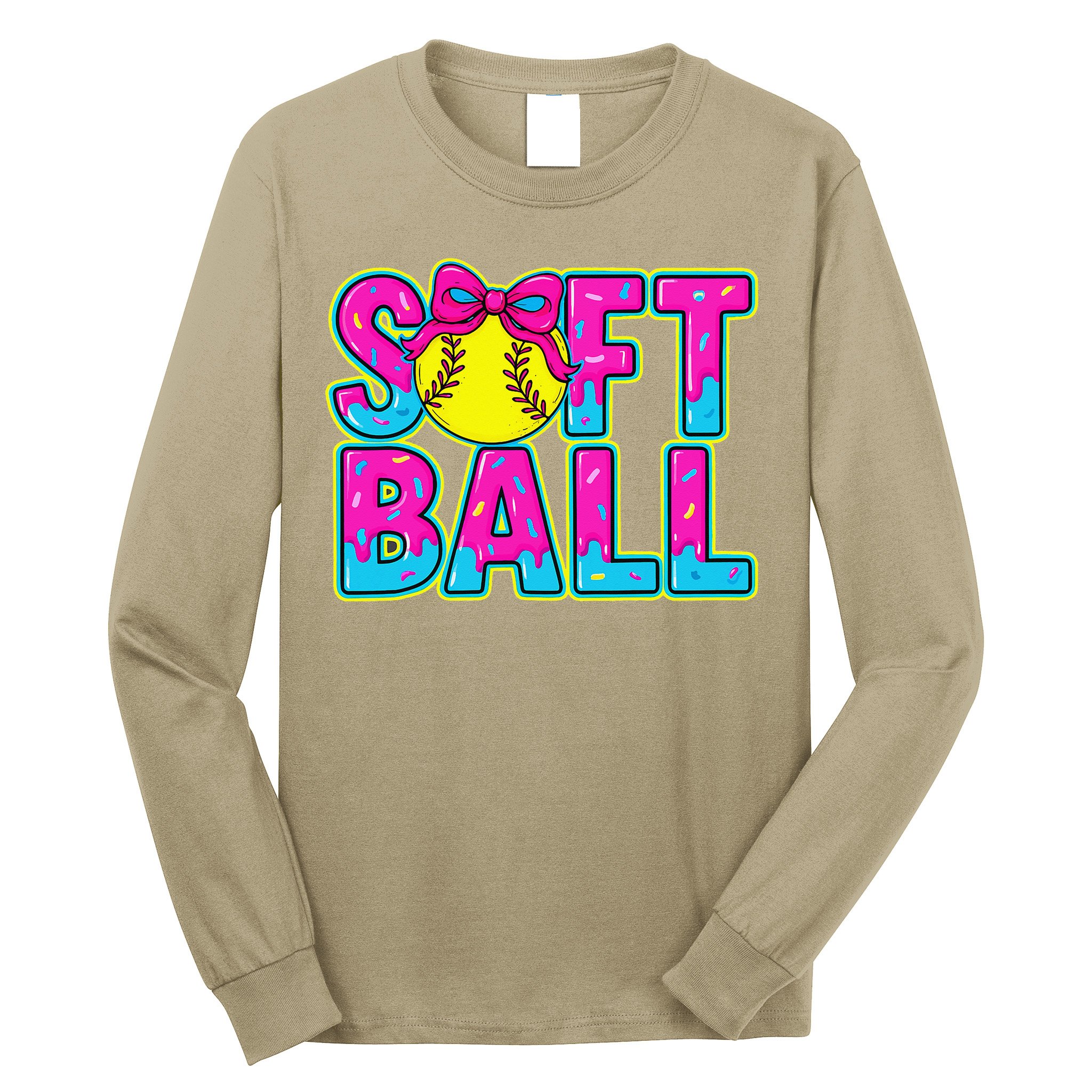 Softball Mama Drip Ice Cream Baseball Drip Game Day Long Sleeve Shirt