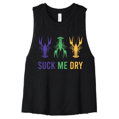 Funny Mardi Gras, Suck Me Dry, Mardi Gras Crawfish, Mardi Gras, Mardi Gras Women's Racerback Cropped Tank