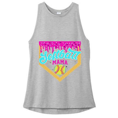 Softball Mama Drip Ice Cream Dripping Game Day Softball Mom Ladies PosiCharge Tri-Blend Wicking Tank