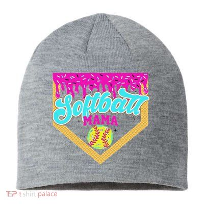 Softball Mama Drip Ice Cream Dripping Game Day Softball Mom Sustainable Beanie