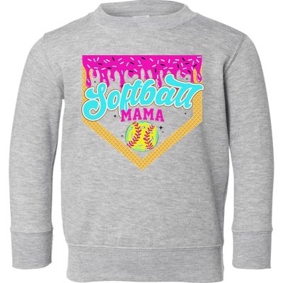Softball Mama Drip Ice Cream Dripping Game Day Softball Mom Toddler Sweatshirt