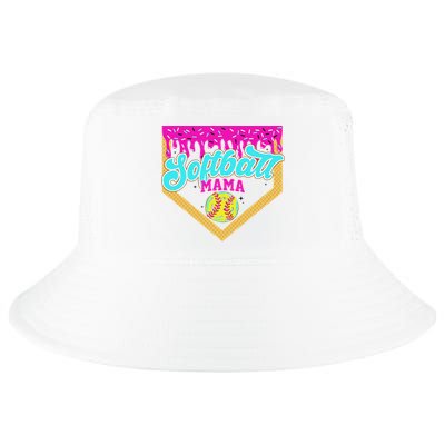 Softball Mama Drip Ice Cream Dripping Game Day Softball Mom Cool Comfort Performance Bucket Hat