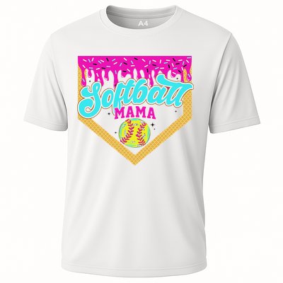 Softball Mama Drip Ice Cream Dripping Game Day Softball Mom Performance Shirt