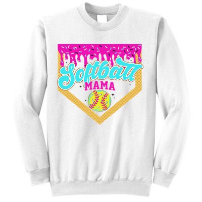 Softball Mama Drip Ice Cream Dripping Game Day Softball Mom Sweatshirt