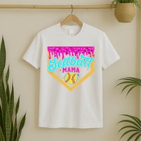 Softball Mama Drip Ice Cream Dripping Game Day Softball Mom T-Shirt