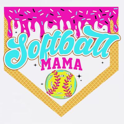 Softball Mama Drip Ice Cream Dripping Game Day Softball Mom T-Shirt