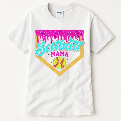 Softball Mama Drip Ice Cream Dripping Game Day Softball Mom Tall T-Shirt