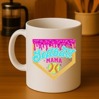 Softball Mama Drip Ice Cream Dripping Game Day Softball Mom Mug
