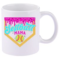 Softball Mama Drip Ice Cream Dripping Game Day Softball Mom 11oz C Handle Ceramic Mug