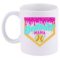 Softball Mama Drip Ice Cream Dripping Game Day Softball Mom 11oz C Handle Ceramic Mug