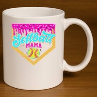 Softball Mama Drip Ice Cream Dripping Game Day Softball Mom 11oz C Handle Ceramic Mug