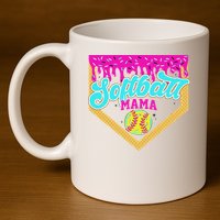 Softball Mama Drip Ice Cream Dripping Game Day Softball Mom 11oz C Handle Ceramic Mug