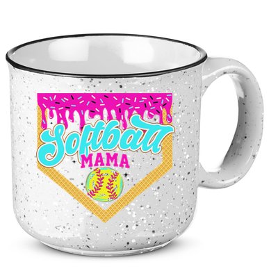 Softball Mama Drip Ice Cream Dripping Game Day Softball Mom 15oz Campfire Ceramic Mug