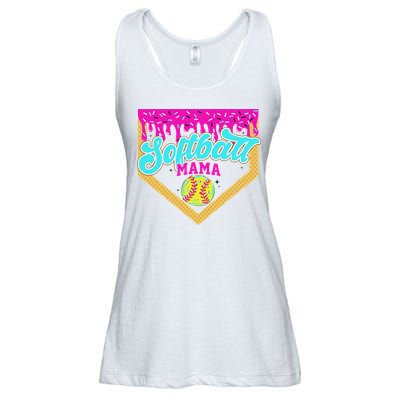 Softball Mama Drip Ice Cream Dripping Game Day Softball Mom Ladies Essential Flowy Tank