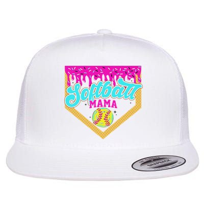 Softball Mama Drip Ice Cream Dripping Game Day Softball Mom Flatbill Hat