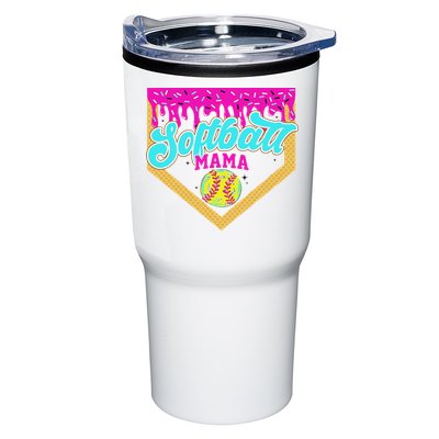 Softball Mama Drip Ice Cream Dripping Game Day Softball Mom Tumbler