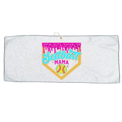Softball Mama Drip Ice Cream Dripping Game Day Softball Mom Large Microfiber Waffle Golf Towel