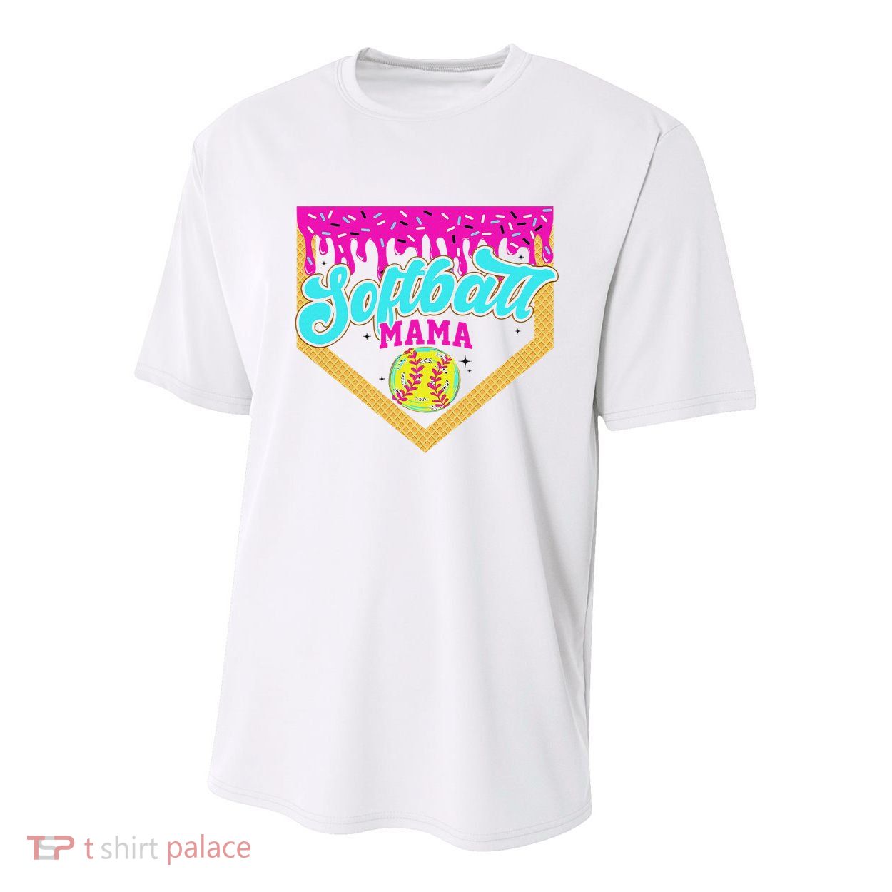 Softball Mama Drip Ice Cream Dripping Game Day Softball Mom Youth Performance Sprint T-Shirt