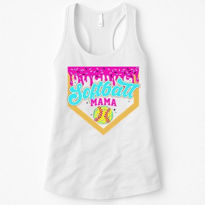 Softball Mama Drip Ice Cream Dripping Game Day Softball Mom Womens Tank Top