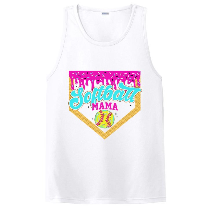 Softball Mama Drip Ice Cream Dripping Game Day Softball Mom PosiCharge Competitor Tank