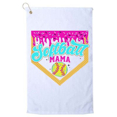 Softball Mama Drip Ice Cream Dripping Game Day Softball Mom Golf Towel