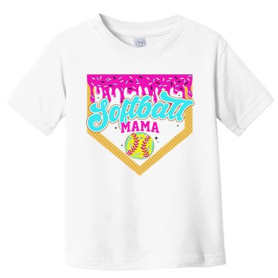 Softball Mama Drip Ice Cream Dripping Game Day Softball Mom Toddler T-Shirt