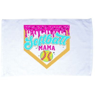 Softball Mama Drip Ice Cream Dripping Game Day Softball Mom Microfiber Hand Towel