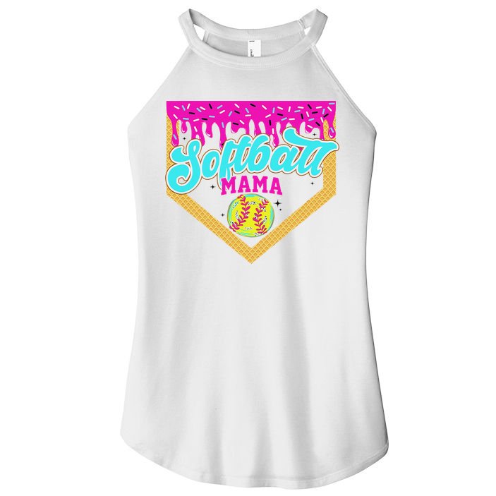 Softball Mama Drip Ice Cream Dripping Game Day Softball Mom Women's Perfect Tri Rocker Tank