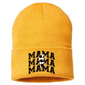 soccer Mama Distressed Lightning Bolt Mom Sustainable Knit Beanie