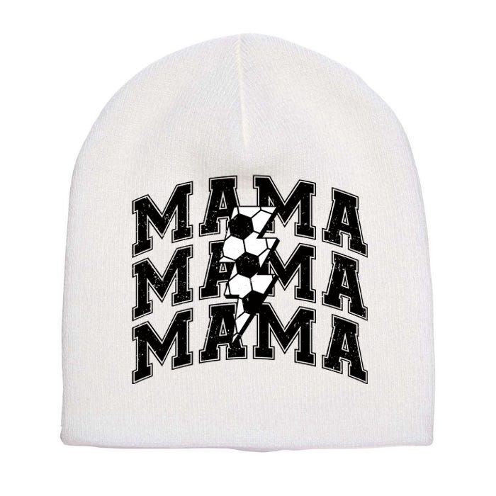 soccer Mama Distressed Lightning Bolt Mom Short Acrylic Beanie