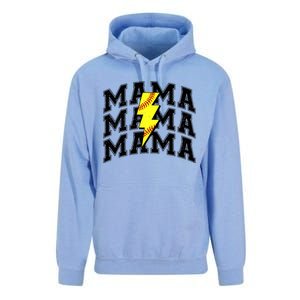 Softball Mama Distressed Lightning Bolt Mom Unisex Surf Hoodie