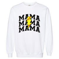 Softball Mama Distressed Lightning Bolt Mom Garment-Dyed Sweatshirt