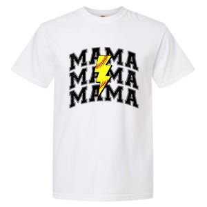 Softball Mama Distressed Lightning Bolt Mom Garment-Dyed Heavyweight T-Shirt