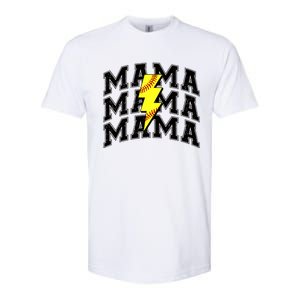 Softball Mama Distressed Lightning Bolt Mom Softstyle CVC T-Shirt