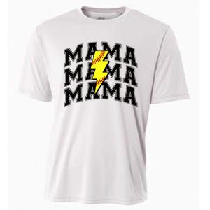 Softball Mama Distressed Lightning Bolt Mom Cooling Performance Crew T-Shirt