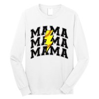 Softball Mama Distressed Lightning Bolt Mom Long Sleeve Shirt