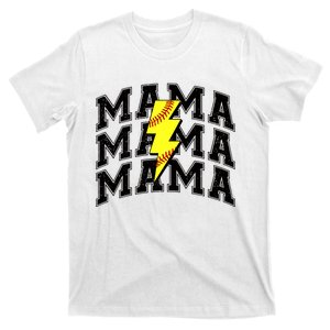 Softball Mama Distressed Lightning Bolt Mom T-Shirt