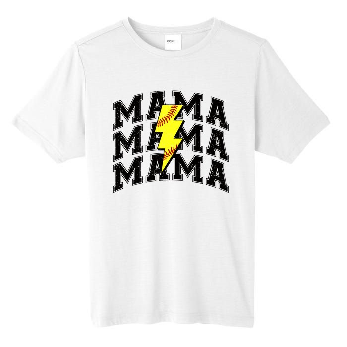 Softball Mama Distressed Lightning Bolt Mom Tall Fusion ChromaSoft Performance T-Shirt