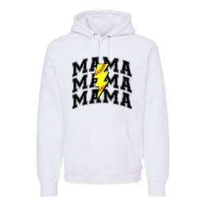 Softball Mama Distressed Lightning Bolt Mom Premium Hoodie