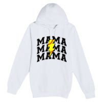 Softball Mama Distressed Lightning Bolt Mom Premium Pullover Hoodie