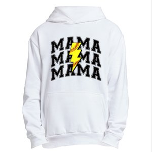 Softball Mama Distressed Lightning Bolt Mom Urban Pullover Hoodie