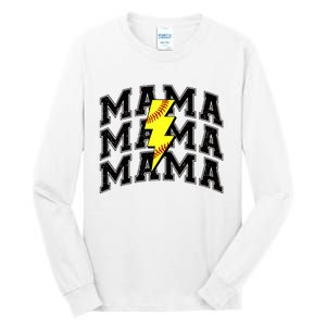 Softball Mama Distressed Lightning Bolt Mom Tall Long Sleeve T-Shirt