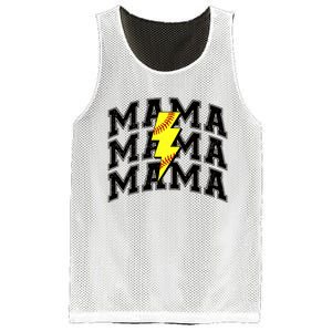 Softball Mama Distressed Lightning Bolt Mom Mesh Reversible Basketball Jersey Tank