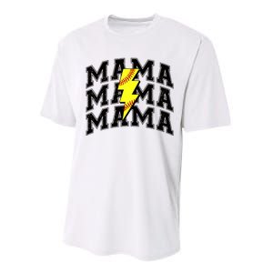 Softball Mama Distressed Lightning Bolt Mom Performance Sprint T-Shirt