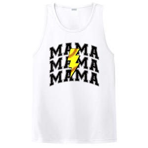 Softball Mama Distressed Lightning Bolt Mom PosiCharge Competitor Tank