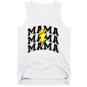 Softball Mama Distressed Lightning Bolt Mom Tank Top