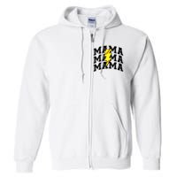 Softball Mama Distressed Lightning Bolt Mom Full Zip Hoodie