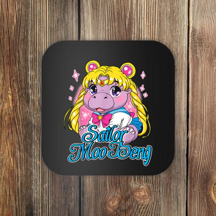 Sailor Moo Deng Funny Hippo Moo Deng Cute Coaster