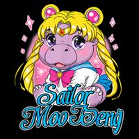 Sailor Moo Deng Funny Hippo Moo Deng Cute Coaster